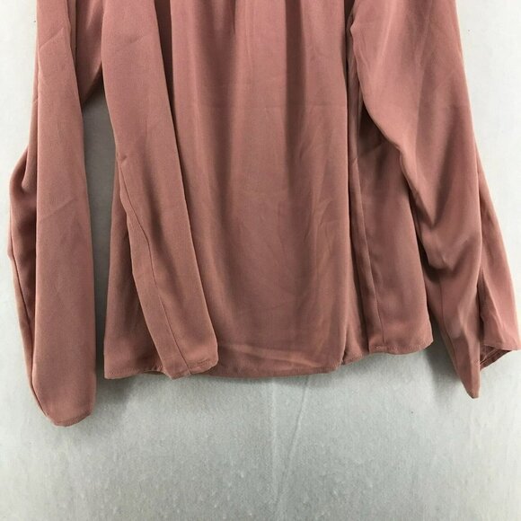 Forever 21 Blouse Women's Sz S Cold Shoulder Long Sleeve Blush Pink Flowy - Picture 7 of 11